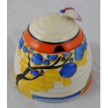 Clarice Cliff for Newport Pottery, an Orange Secrets beehive honey pot, Fantasque Bizarre marks, 9cm