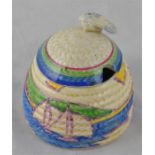 Clarice Cliff for Newport Pottery, a small Gibraltar beehive honey pot, Fantasque Bizarre marks, 7.