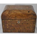 ***REOFFER IN DERBY AUGUST SALE £20/£40***  A Victorian walnut parquetry inlaid walnut tea caddy,