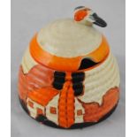 Clarice Cliff for Newport Pottery, a small Farmhouse beehive honey pot, Fantasque Bizarre marks, 7.