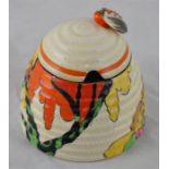 Clarice Cliff for Newport Pottery, a Honolulu beehive honey pot, Fantasque Bizarre marks, 9cm high