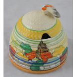 Clarice Cliff for Wilkinson, a small Capri beehive honey pot, Bizarre mark, 7.5cm high