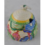 Clarice Cliff for Newport Pottery, a small Green Chintz beehive honey pot, Fantasque Bizarre