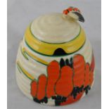 Clarice Cliff for Newport Pottery, a Solitude beehive honey pot, Bizarre mark, 9cm high.  CONDITION: