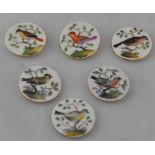 A fine set of six Dresden porcelain buttons, 19th century, probably Meissen, each hand painted in