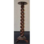 ***REOFFER IN DERBY AUGUST SALE £20/£30***  A large mahogany barley twist plant stand, having