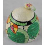 Clarice Cliff for Newport Pottery, a small Apples beehive honey pot, Bizarre mark, 7.5cm high