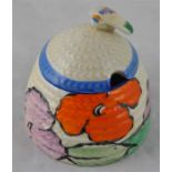 Clarice Cliff for Newport Pottery, a small Poplar beehive honey pot, Fantasque Bizarre marks, 7.