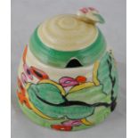 Clarice Cliff for Newport Pottery, a Green Erin beehive honey pot, Bizarre mark, 9cm high.