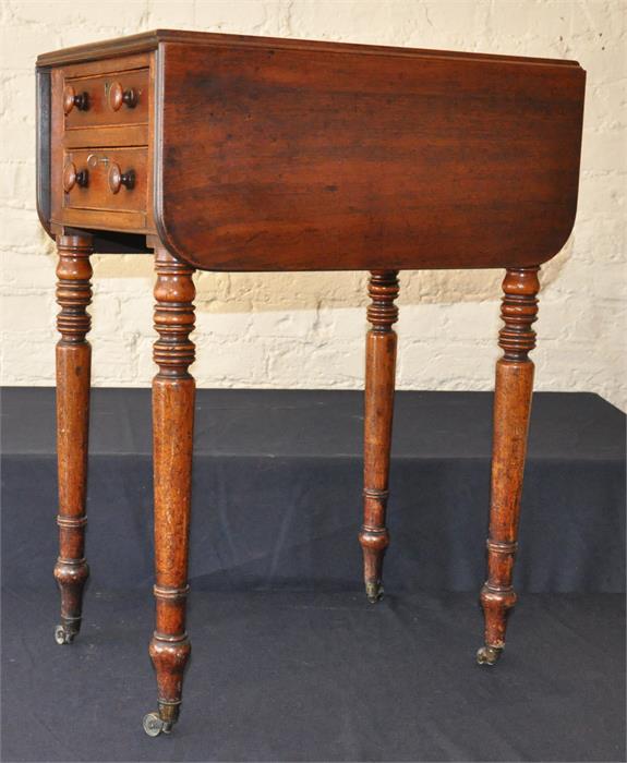 ***REOFFER IN DERBY AUGUST SALE £40/£60***  A mahogany Sutherland table, fitted two drawers,