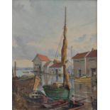 ***REOFFER IN DERBY AUGUST SALE £30/£40***  S L Moss, "A riverside village and harbour", 20th