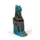 Egyptian Faience Seated Sekhmet Amulet, Late Period, C. 664 - 332 BC.