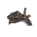 Roman Bronze Vessel Spout in the shape of Panther Head, C. 2nd Century AD.