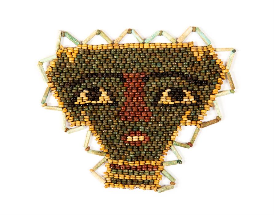 Egyptian Beaded Mummy Face Mask, Late Period, C. 664 - 332 BC. - Image 3 of 3