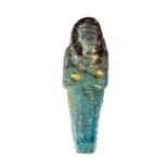 Egyptian dark blue faience shabti figure, Third Intermediate Period, C. 1070 BC - 730 BC. A stunning