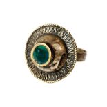 Byzantine ring with Green Stone, C. 7th Century AD. The bezel with large setting in the shape of a