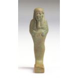 Provenanced Egyptian Faience Green Glazed Shabti, Late Dynastic Period, C664 - 332 BC. An attractive