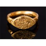 Hellenistic Gold Ring with Lion and Snake, 4th-1st century BC