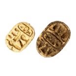 Egyptian Royal Scarab Pair, Reign of Tuthmosis III, 1479 - 1425 BC. Ex. Gustave Mustaki