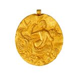 Hellenistic gold pendant with Nereid riding Sea Monster, 3rd Century BC A gold oval pendant