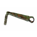 Roman Bronze Key with Square Shaped Handle, C. 2nd - 3rd Century AD.