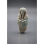 Attractive Egyptian Blue - Green Faience Ushabti, Late Period, C. 664 - 332 BC. Egyptian blue -