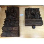 Two carved wooden Indian jugernaut panels, 18th Century or earlier,