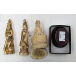 Three carved ivory figures