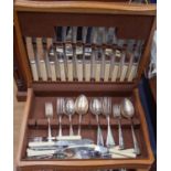 An Old English pattern canteen of silver plated cutlery (1)