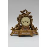 French ormolu 8 day mantle clock, hand painted ceramic inserts,