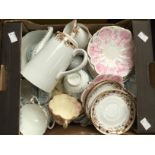 Collection of Victorian cups and saucers with a set of Wedgwood china