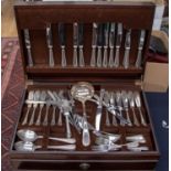 A comprehensive boxed set of silver plated cutlery for twelve,