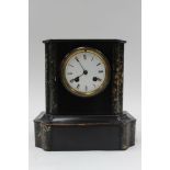 A Victorian ebonised eight day mantle clock,