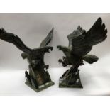 Two Chinese soapstone 'Great Eagles' inscribed to the base in Chinese script: 'Great Happiness'