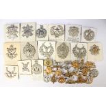 A collection of over thirty restrike WW2 and Post War British Army cap badges to include: The