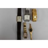 Three ladies wristwatches, Accurist x 2, Rotary with two men's wristwatches,