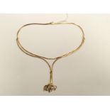 An 18ct gold double drop omega link necklace,