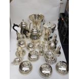 An extensive British Silverware EPNS dinner service, including ice bucket, wine cooler,