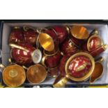 Carlton ware Rouge Royale coffee set, comprising coffee pot, milk, sugar and cover,