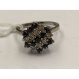 A sapphire and diamond cluster ring,