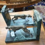 A pair of cold painted bronze 'Pointer' book ends,