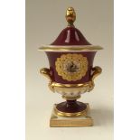 Chamberlains Worcester twin handled pedestal vase and cover.