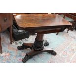 An early 19th Century rosewood fold-over card table,