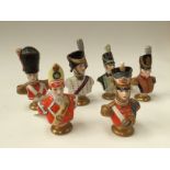 A group of six Continental porcelain bust: Sargent 1833, Officer 1815, Eugene, Officer 1850,