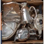 A Walker and Hall plated tankard and quantity of silver plate