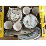 A Minton part tea service pattern ref B 1242 hand painted Art Deco and floral pattern etc