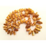 An amber type chip necklace,