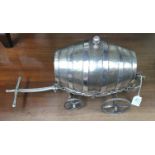 A large Victorian silver plated novelty spirit barrel, by Fenton Brothers, Sheffield, c.