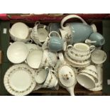 A Royal Doulton 'Piedmont' part tea service, with Royal Doulton 'Rose Elegans' part coffee service,