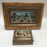 A Persian picture and matching trinket box,